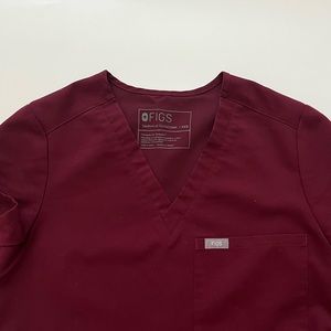 Figs scrubs Burgandy Catarina top and Zamora joggers